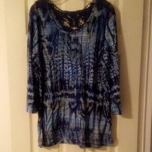 Avenue Blue Embellished Top